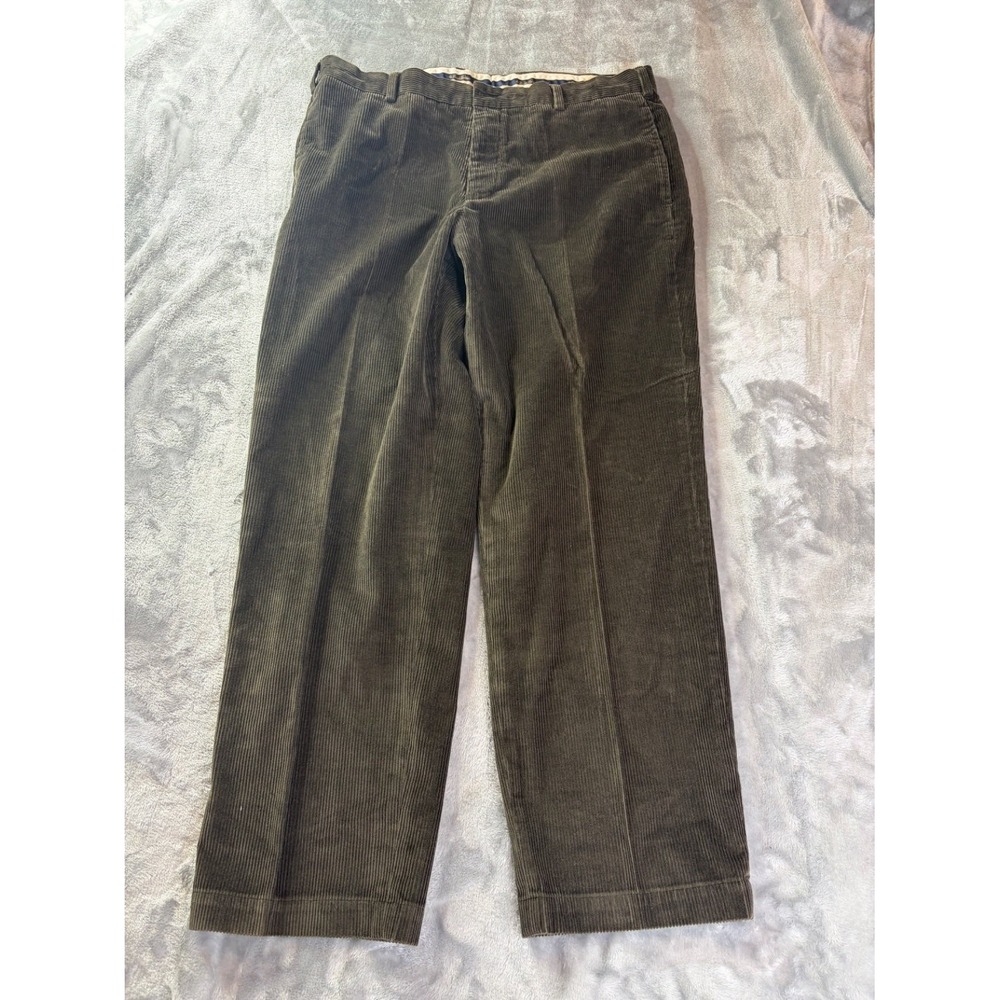 Brooks Brothers Hudson Corduroy Pleated Pants Mens 40x32 Olive Brown